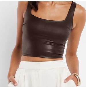 EXPRESS Body Contour Faux Leather Square Neck Cropped tank top size xs
